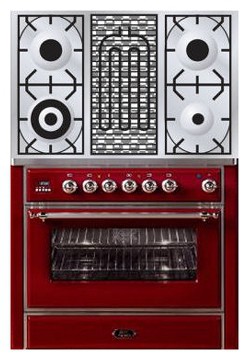 厨房炉灶 ILVE M-90BD-MP Red 照片, 特点