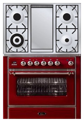 厨房炉灶 ILVE M-90FD-MP Red 照片, 特点
