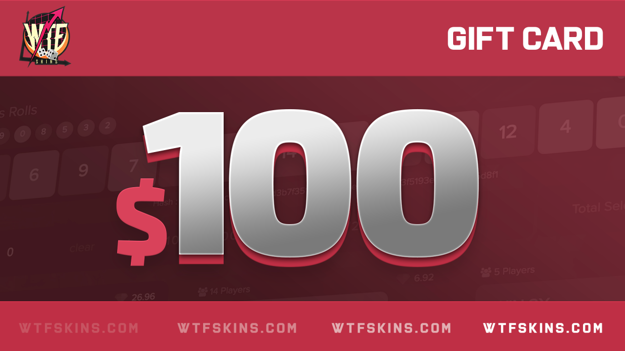 WTFSkins 100 USD Gift Card, 117.15$