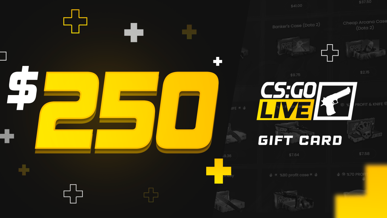CSGOLive 250 USD Gift Card, 292.89$
