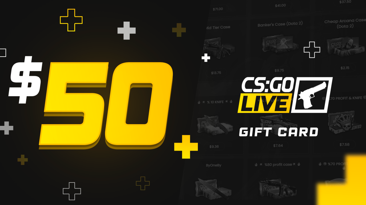 CSGOLive 50 USD Gift Card, 58.58$