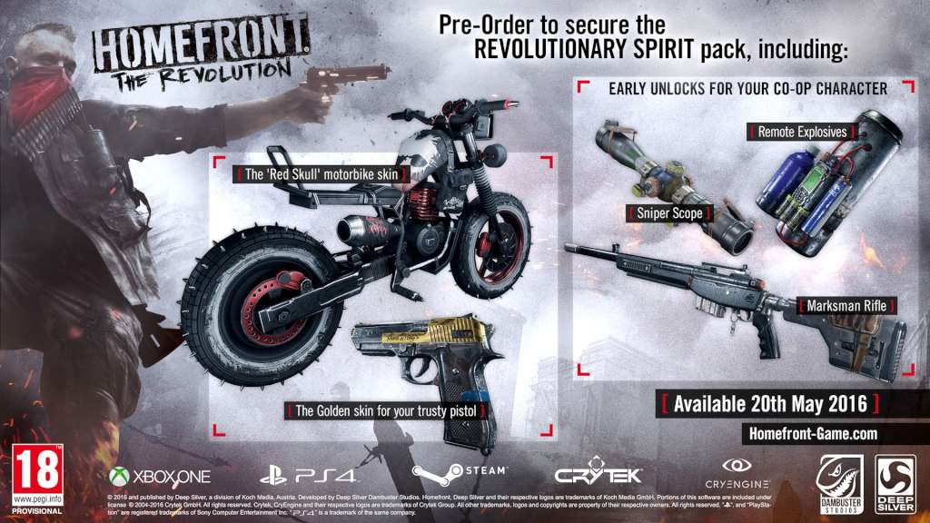 Homefront: The Revolution + Revolutionary Spirit Pack INDIA Steam Gift, 26.5$