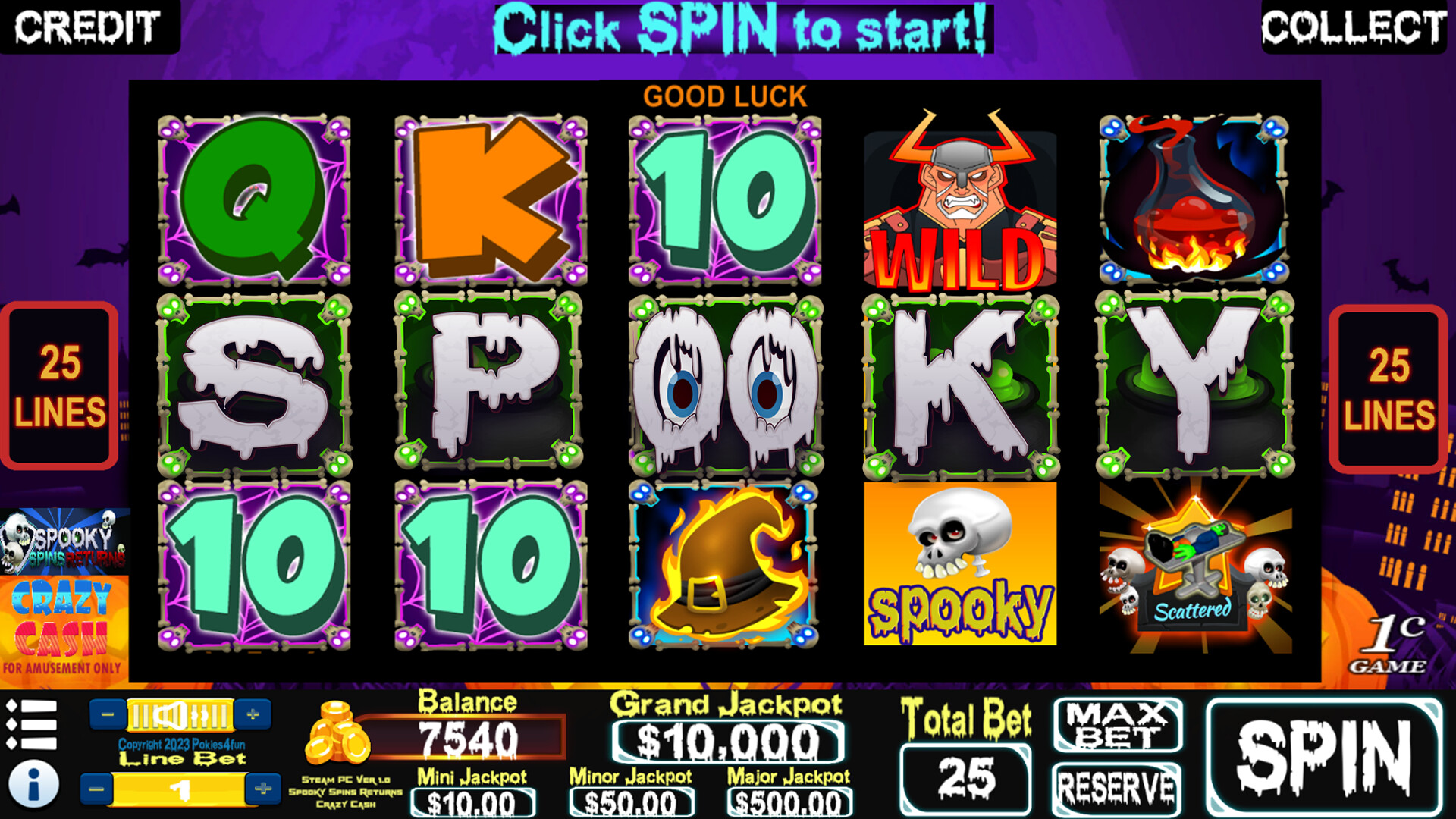 Spooky Spins Returns : Crazy Cash Edition - Slots Steam CD Key, 9.79$
